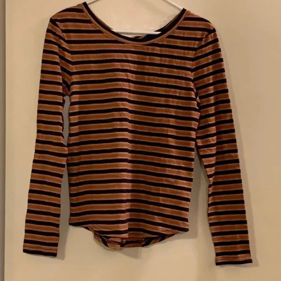 PACT Easy Slub Twist Back Long Sleeve Shirt in Harvest Stripe - Picture 2 of 7